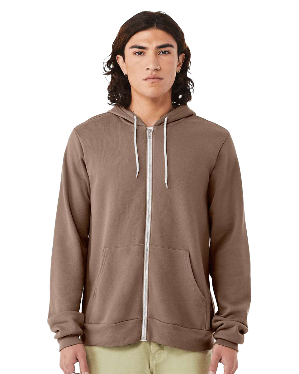 Bella + Canvas Unisex Sponge Fleece Full-Zip Hoodie 3739 | Print Natural